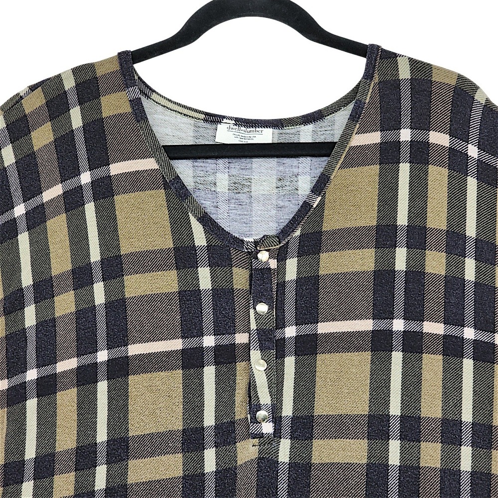 Dwell Slumber Cocoon Nightgown House Dress‎ OS Caftan Plaid Loungewear USA - Picture 9 of 12